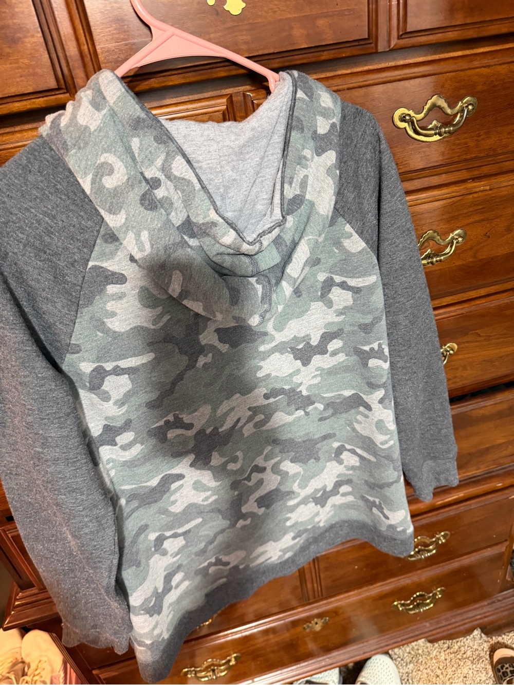 Maurices Green & Gray Camo Hooded Sweatshirt